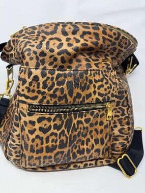 Fawn Design Leopard Print diaper Bag /Backpack Bag - Brown/Black
